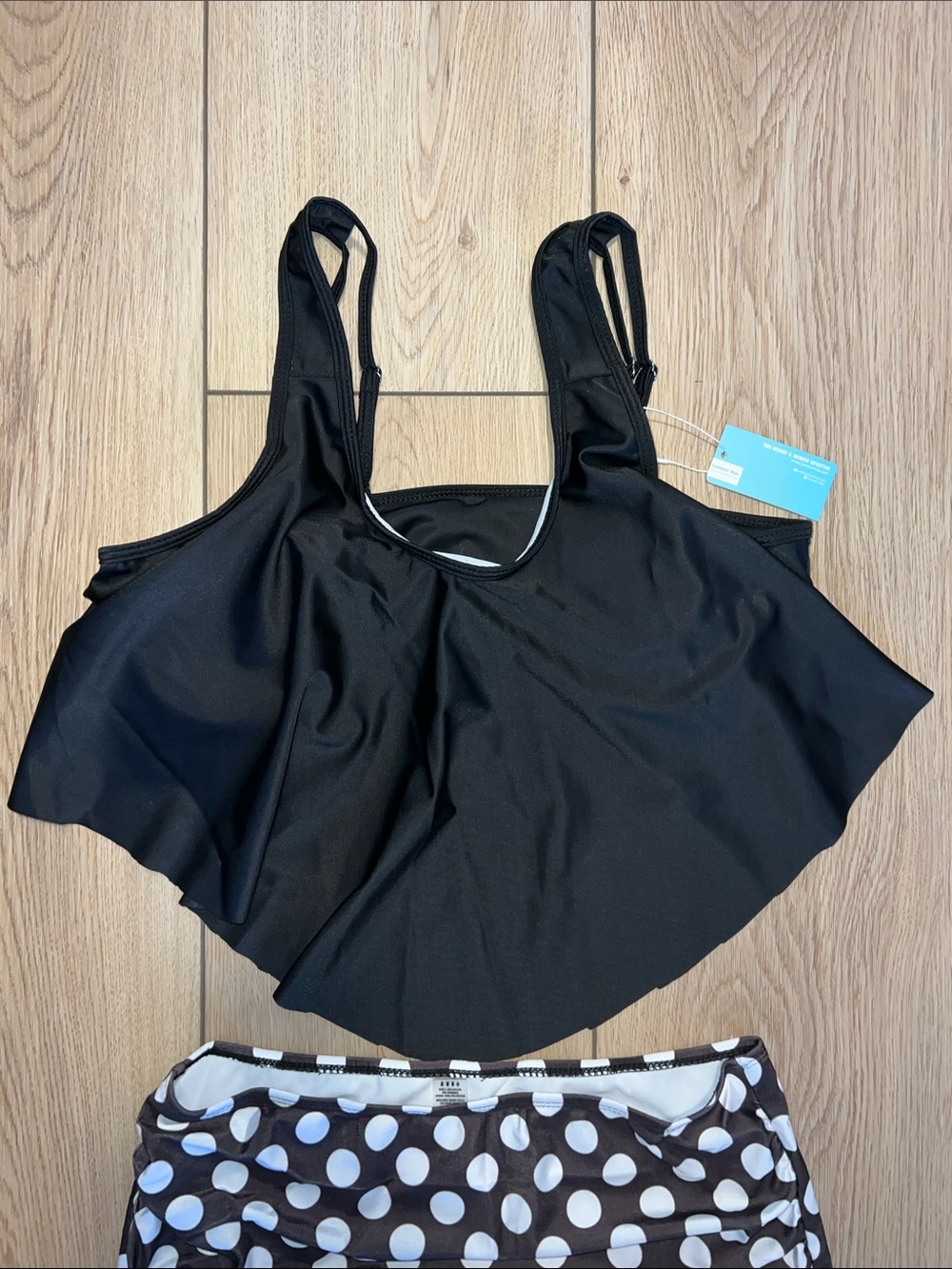 High-Waist Polka Dot Bikini Set - Black & White - Picture 3 of 15
